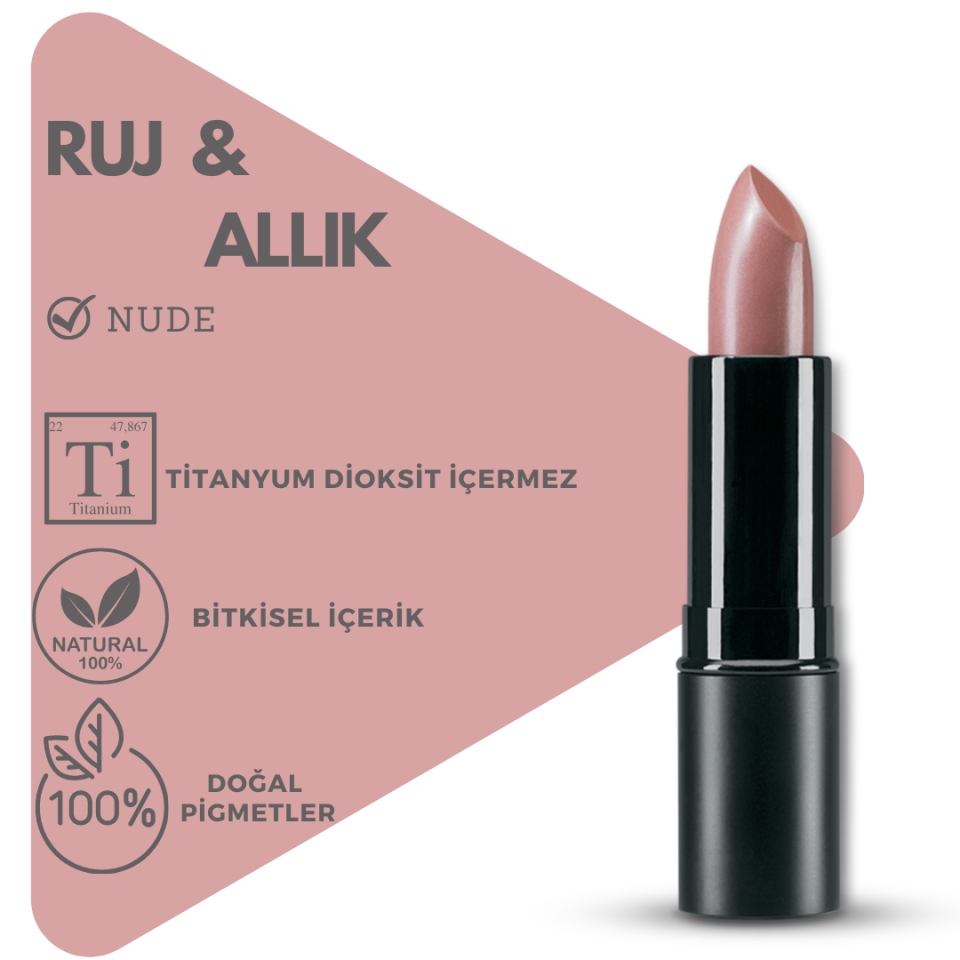 Bitkisel İçerikli Doğal Ruj Allık  5 GR  (Stick) (Yaz aylarında uygunsuz kargo taşıma şartlarından dolayı kalıplarda yaşanan erimeden dolayı Yazın sadece kavanoz formu olarak gönderim sağlamaktayız)