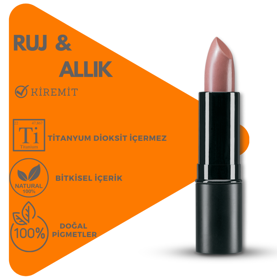 Bitkisel İçerikli Doğal Ruj Allık  5 GR  (Stick) (Yaz aylarında uygunsuz kargo taşıma şartlarından dolayı kalıplarda yaşanan erimeden dolayı Yazın sadece kavanoz formu olarak gönderim sağlamaktayız)