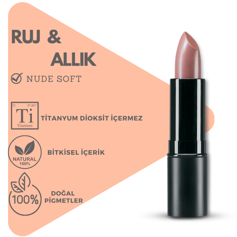 Bitkisel İçerikli Doğal Ruj Allık  5 GR  (Stick) (Yaz aylarında uygunsuz kargo taşıma şartlarından dolayı kalıplarda yaşanan erimeden dolayı Yazın sadece kavanoz formu olarak gönderim sağlamaktayız)