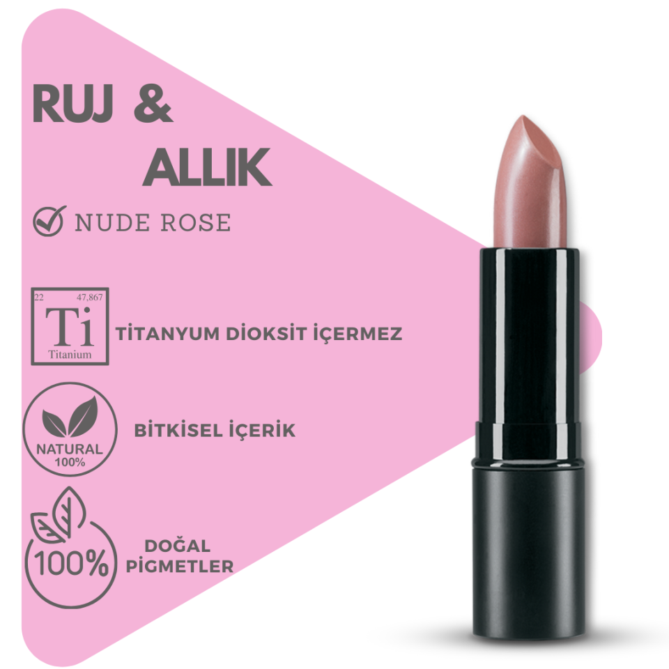 Bitkisel İçerikli Doğal Ruj Allık  5 GR  (Stick) (Yaz aylarında uygunsuz kargo taşıma şartlarından dolayı kalıplarda yaşanan erimeden dolayı Yazın sadece kavanoz formu olarak gönderim sağlamaktayız)