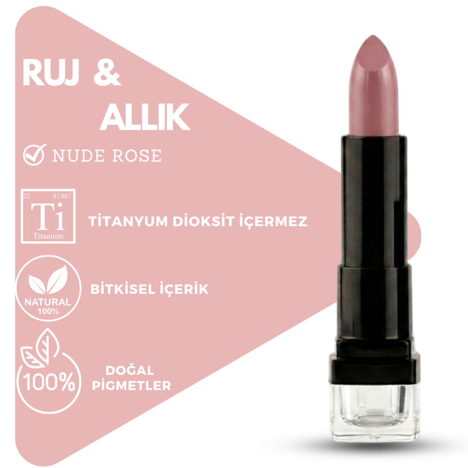 Bitkisel İçerikli Doğal Ruj Allık NUDE ROSE  (Stick)  5 gr
