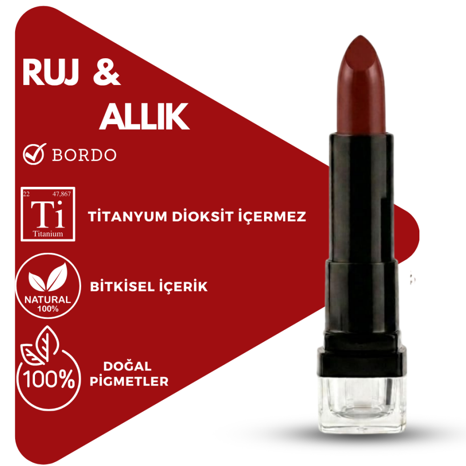 Bitkisel İçerikli Doğal Ruj Allık BORDO (CHERRY)   (Stick)  5 gr